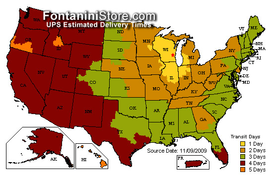 FontaniniStore.com Estimated Delivery Times