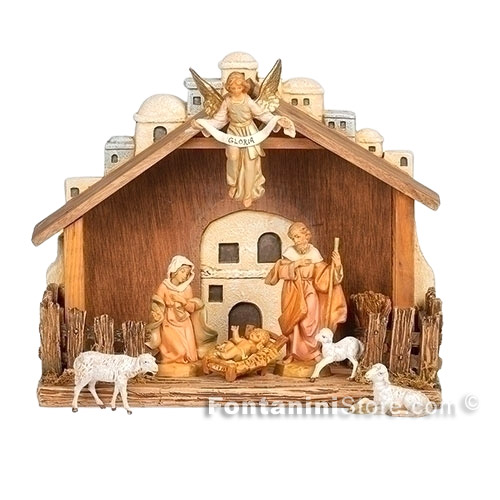 5 Inch Scale 7 Piece Nativity Set with Stable by Fontanini