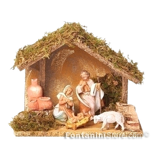 3.5 Inch Scale 4 Piece Nativity Set with Stable by Fontanini