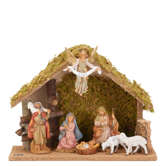 5 Inch Scale 7-PC Nativity Set with Italian Stable by Fontanini