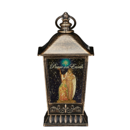 9.5 Inch High LED Swirl Holy Family Bronze Lantern by Fontanini