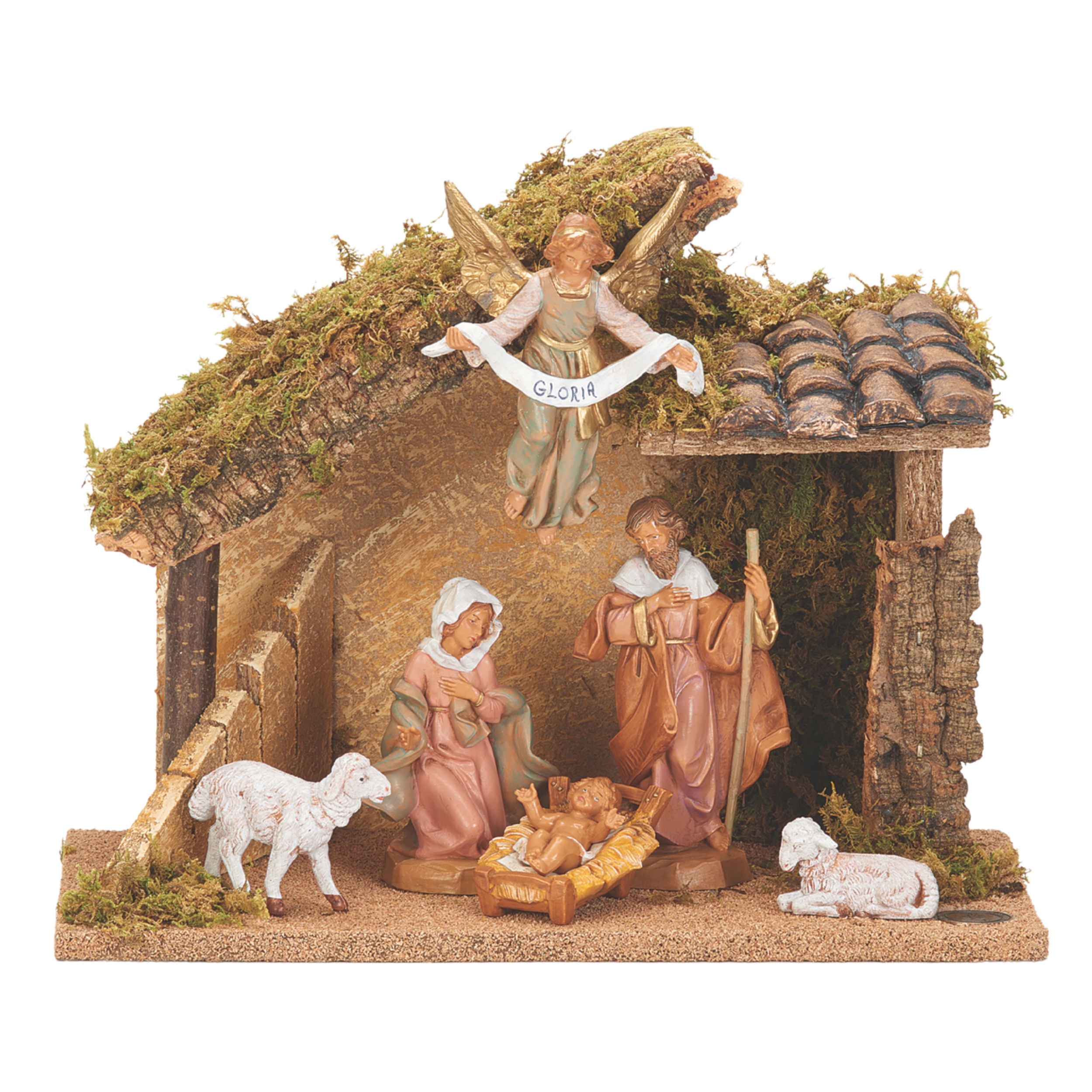 Fontanini ナティビティ クリスマス降誕シーン Fontanini 5 Inch Nativity Set with Italian Tile Roof Stable