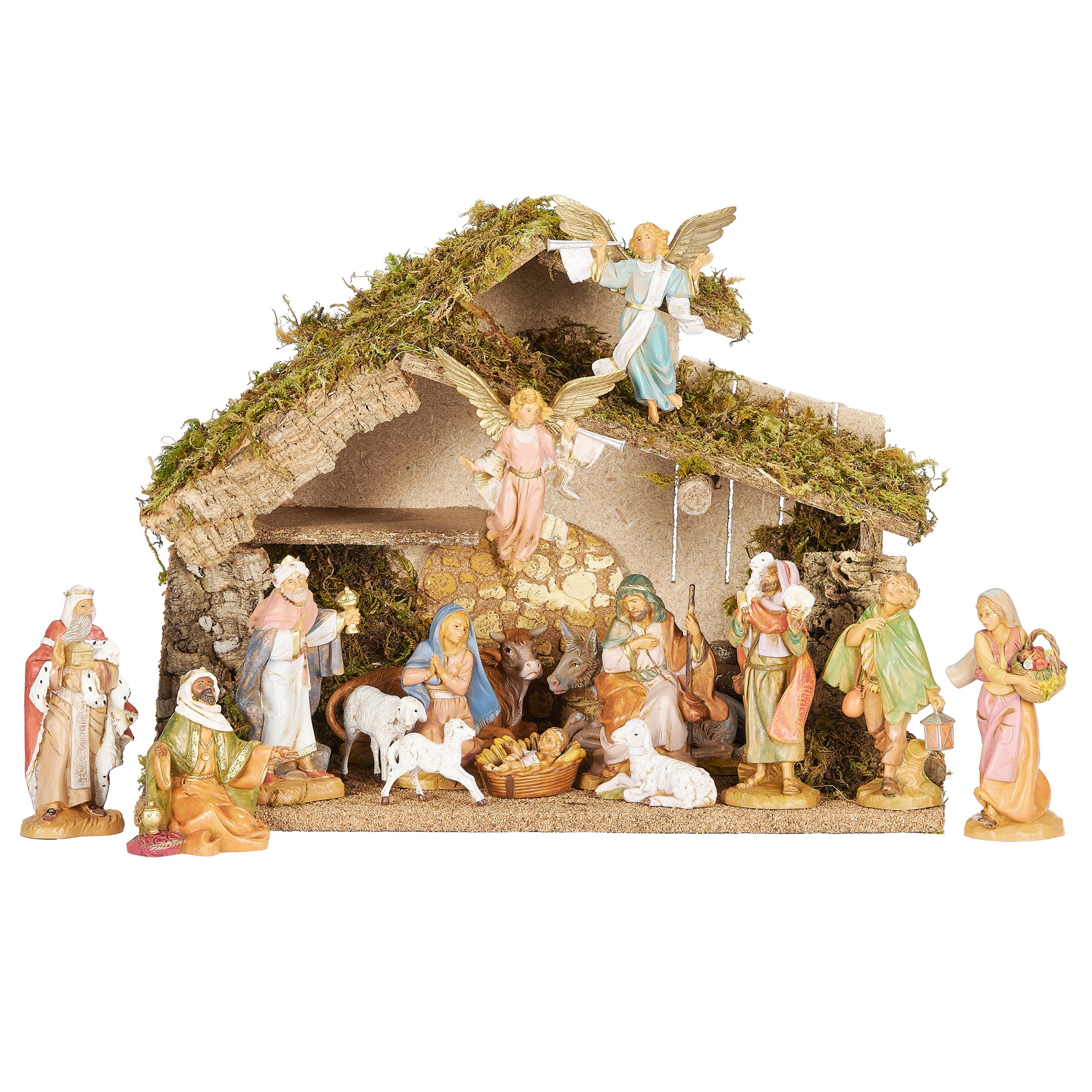 【新品】Fontanini キリスト降誕 （馬小屋と五体セット）クリスマス 伊製 Fontanini 5 Inch 16-PC Nativity Set with Italian Stable | Hand