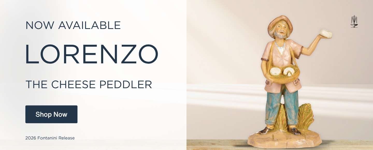 Fontanini Cheese Peddler on Neutral Toned Background