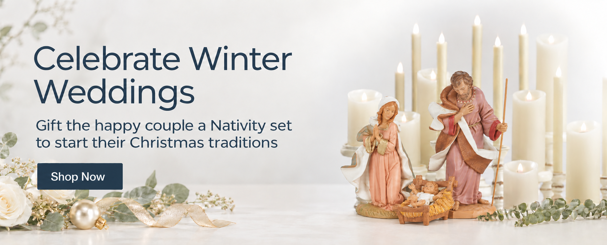 Holy Family Nativity with white background. Fontanini Wedding. Explore gift ideas for the season. Shop now.