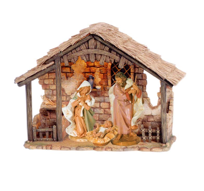 7.5 Inch Scale 5 Figure Set with Lighted Stable by Fontanini